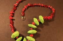 lime turquopis & coral necklace